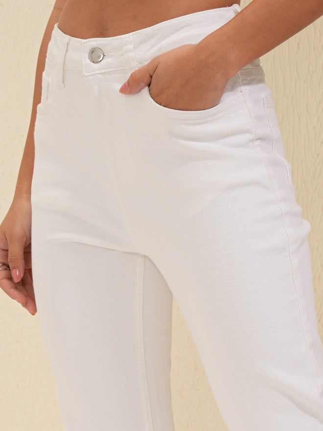 Tokyo Talkies Women White Bootcut Stretchable Jeans - White - Image 5
