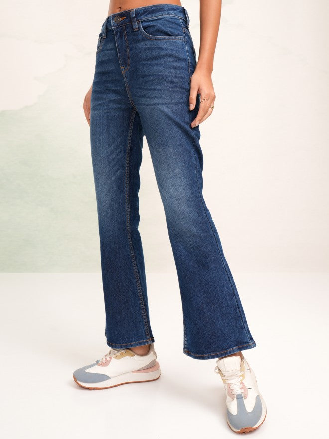 Tokyo Talkies Women Blue Bootcut Stretchable Jeans - Blue - Image 4