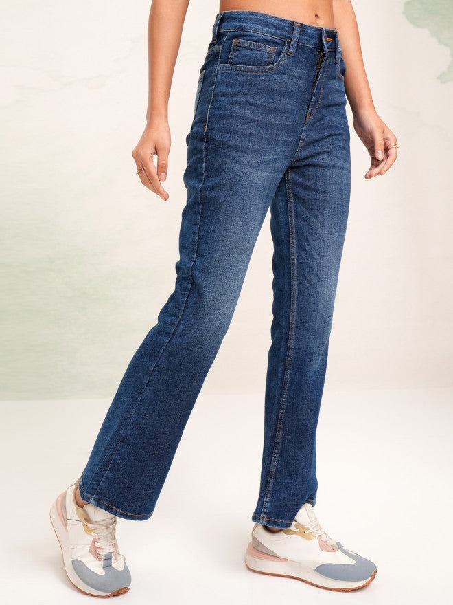 Tokyo Talkies Women Blue Bootcut Stretchable Jeans - Blue - Image 6