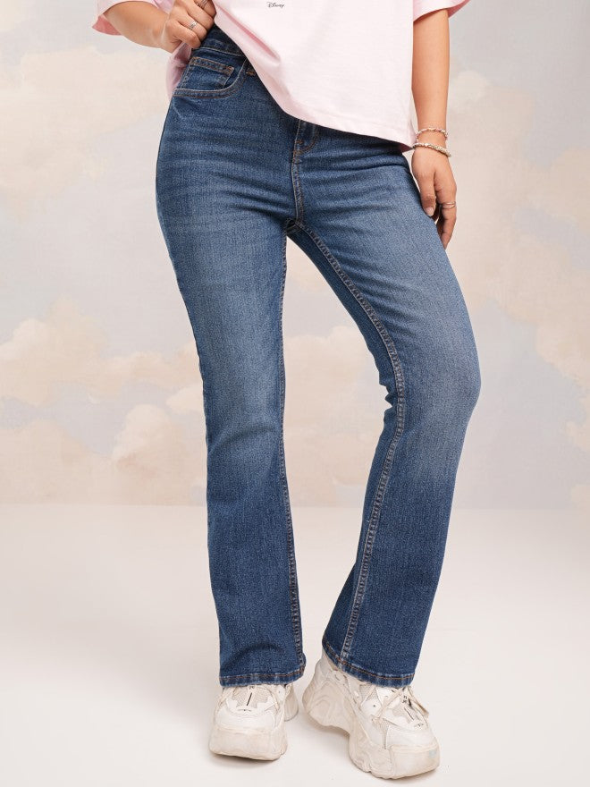 Tokyo Talkies Women Blue Bootcut Stretchable Jeans - Blue - Image 1