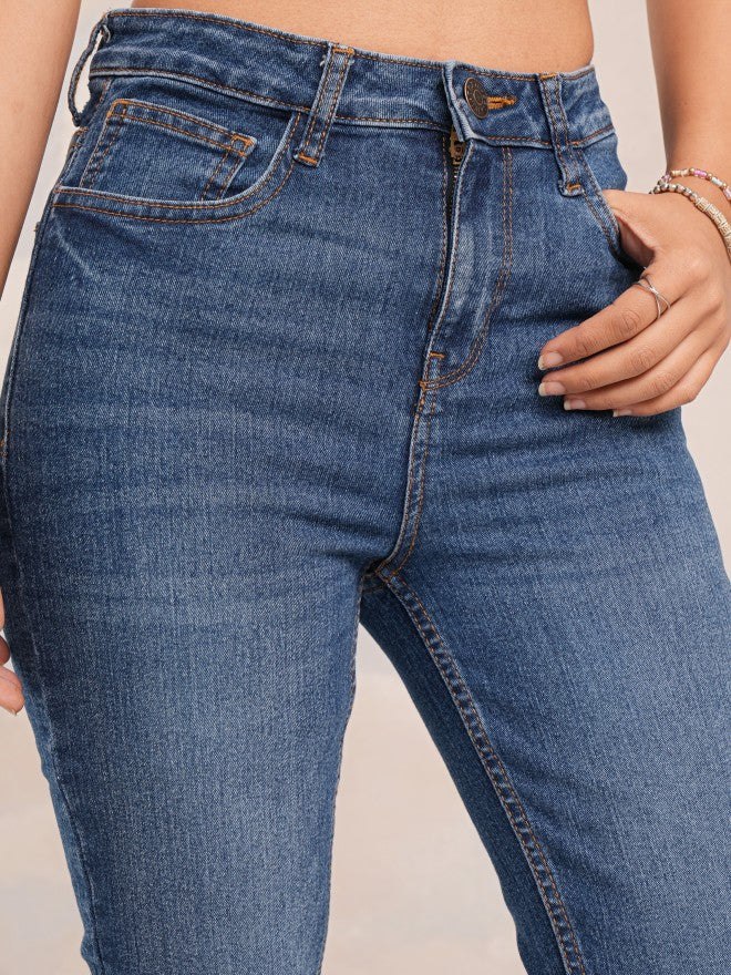 Tokyo Talkies Women Blue Bootcut Stretchable Jeans - Blue - Image 5
