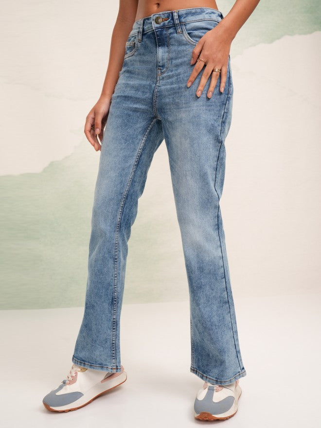 Tokyo Talkies Women Blue Straight Fit Stretchable Jeans - Blue - Image 4