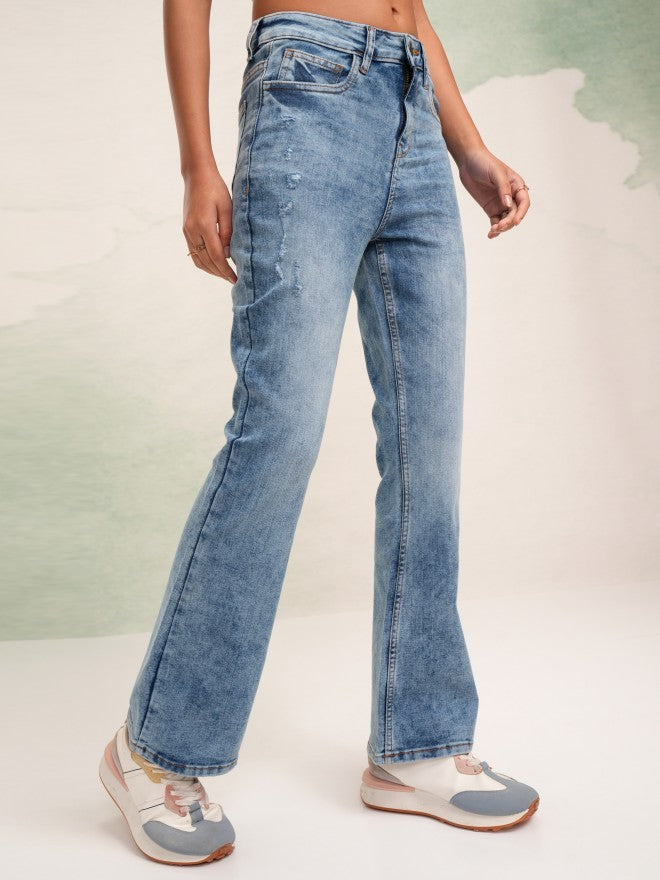 Tokyo Talkies Women Blue Straight Fit Stretchable Jeans - Blue - Image 6