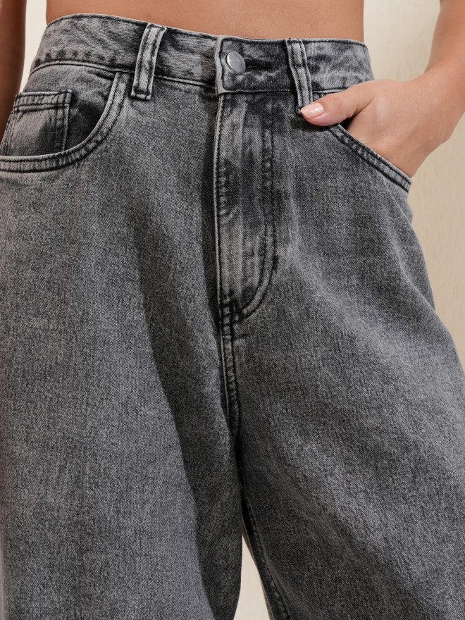 Tokyo Talkies Women Grey Wide Leg Jeans - Grey - Image 5