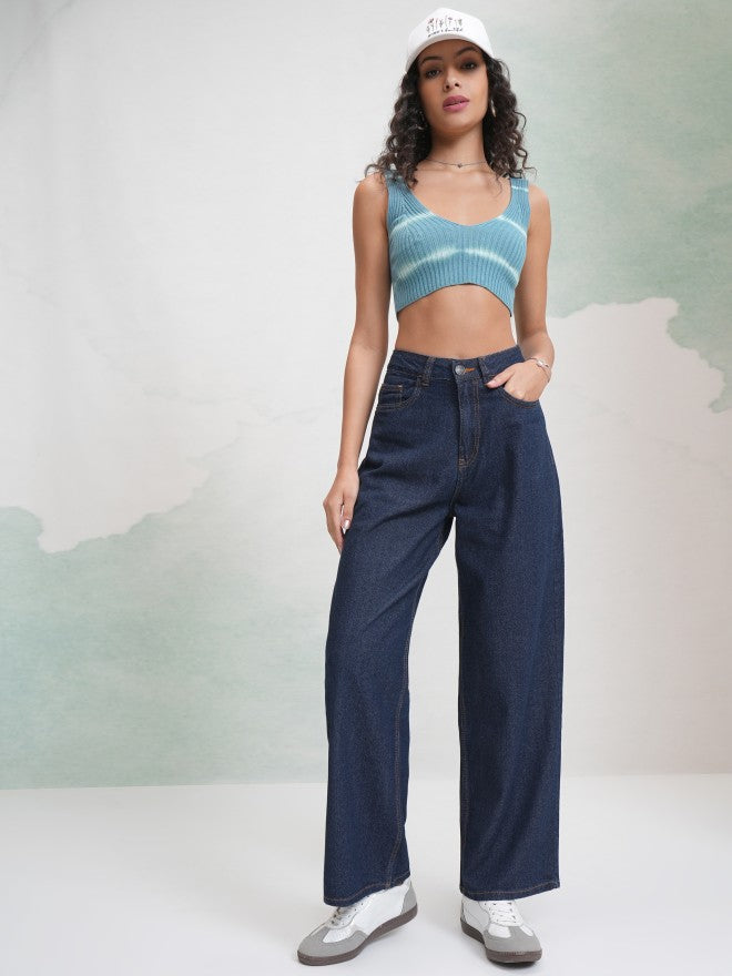 Tokyo Talkies Women Blue Wide Leg Jeans - Blue - Image 2