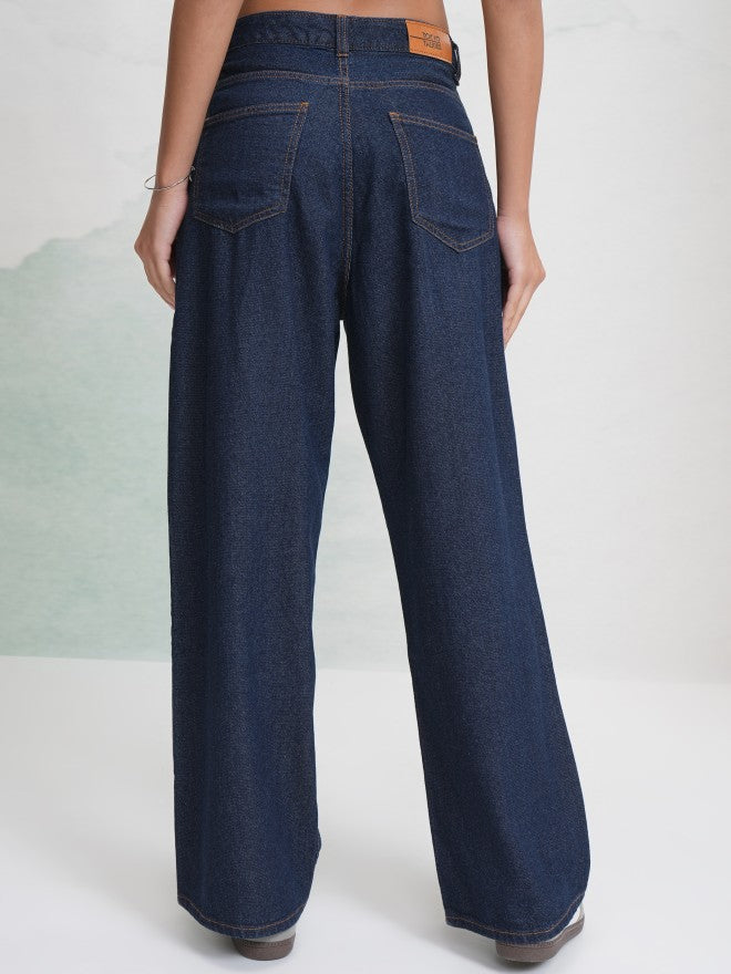 Tokyo Talkies Women Blue Wide Leg Jeans - Blue - Image 3