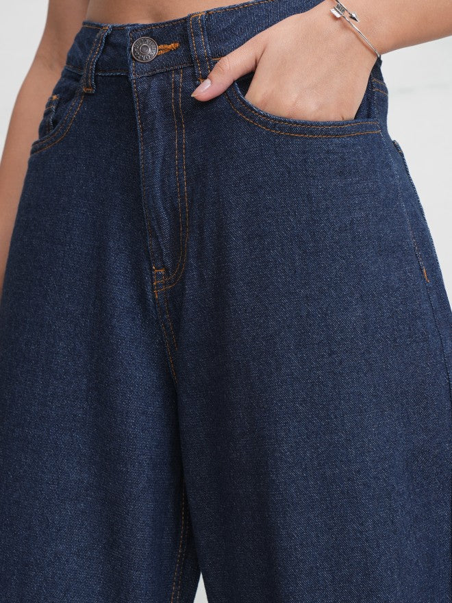 Tokyo Talkies Women Blue Wide Leg Jeans - Blue - Image 5