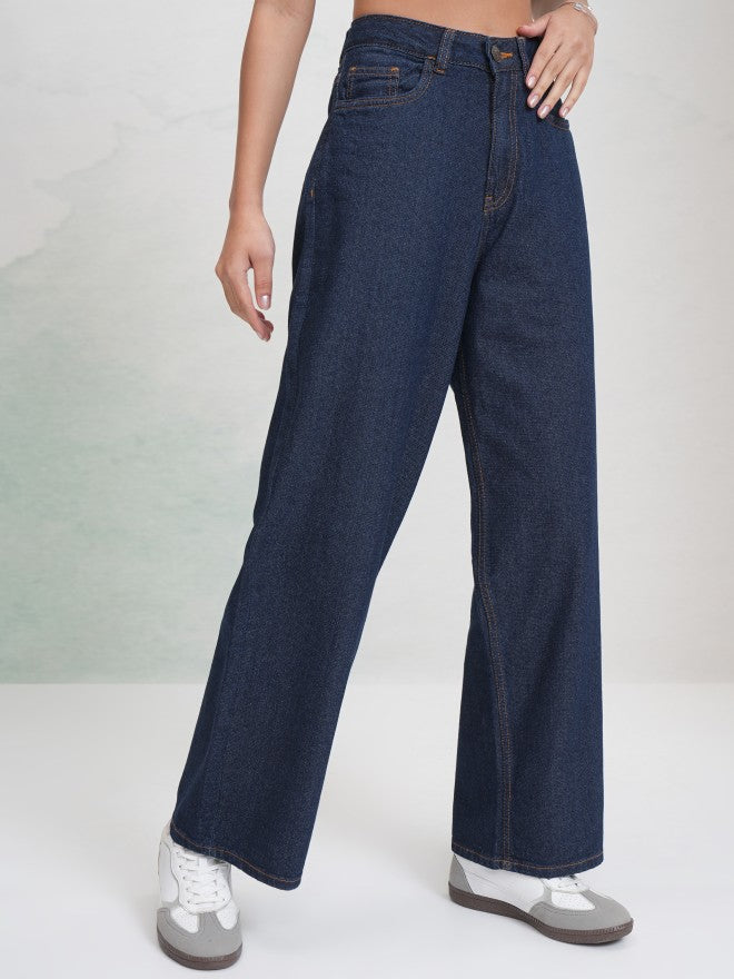 Tokyo Talkies Women Blue Wide Leg Jeans - Blue - Image 6