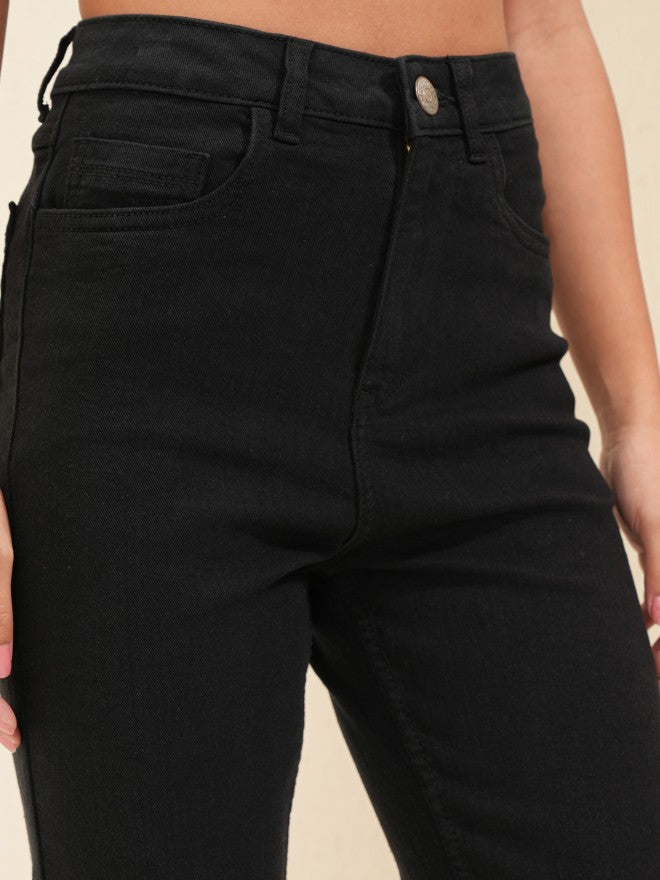 Tokyo Talkies Women Black Straight Fit Stretchable Jeans - Black - Image 5