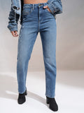 Tokyo Talkies Women Blue Straight Fit Stretchable Jeans - Blue - Image 1