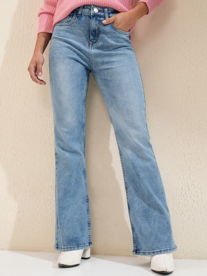 Tokyo Talkies Women Blue Flared Stretchable Jeans - Blue - Image 1