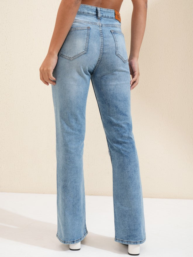 Tokyo Talkies Women Blue Flared Stretchable Jeans - Blue - Image 3