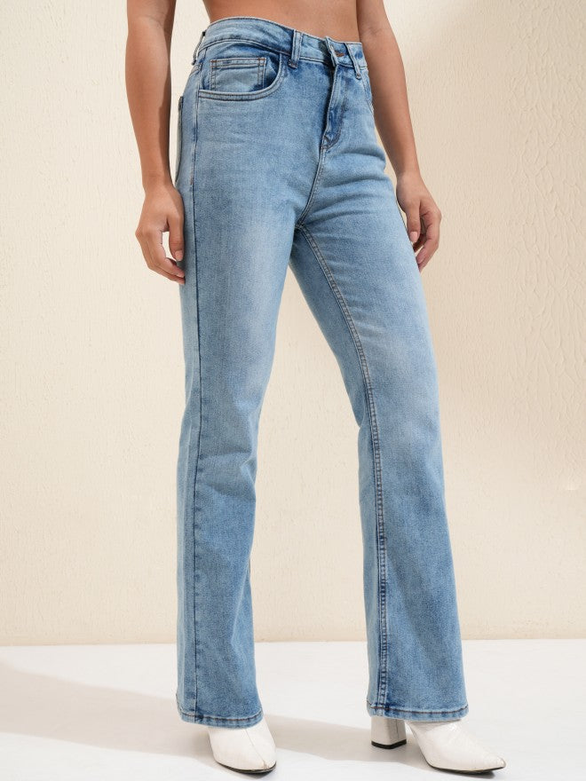 Tokyo Talkies Women Blue Flared Stretchable Jeans - Blue - Image 6