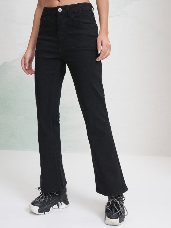 Tokyo Talkies Women Black Flared Stretchable Jeans - Black - Image 4