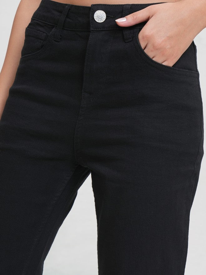 Tokyo Talkies Women Black Flared Stretchable Jeans - Black - Image 5