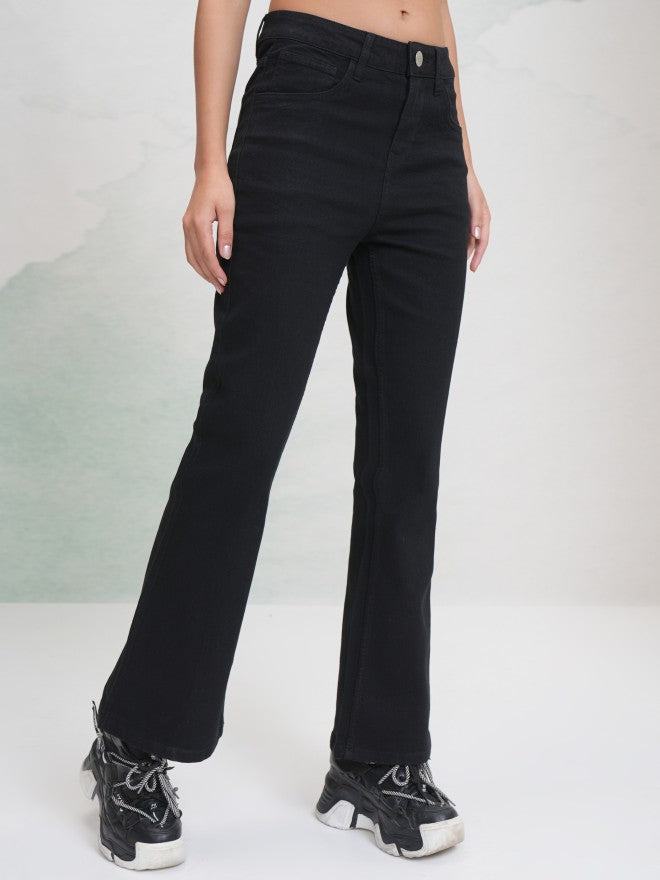Tokyo Talkies Women Black Flared Stretchable Jeans - Black - Image 6