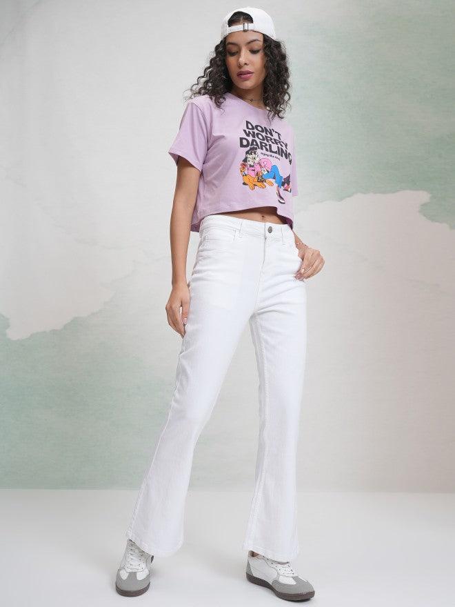 Tokyo Talkies Women White Flared Stretchable Jeans - White - Image 2