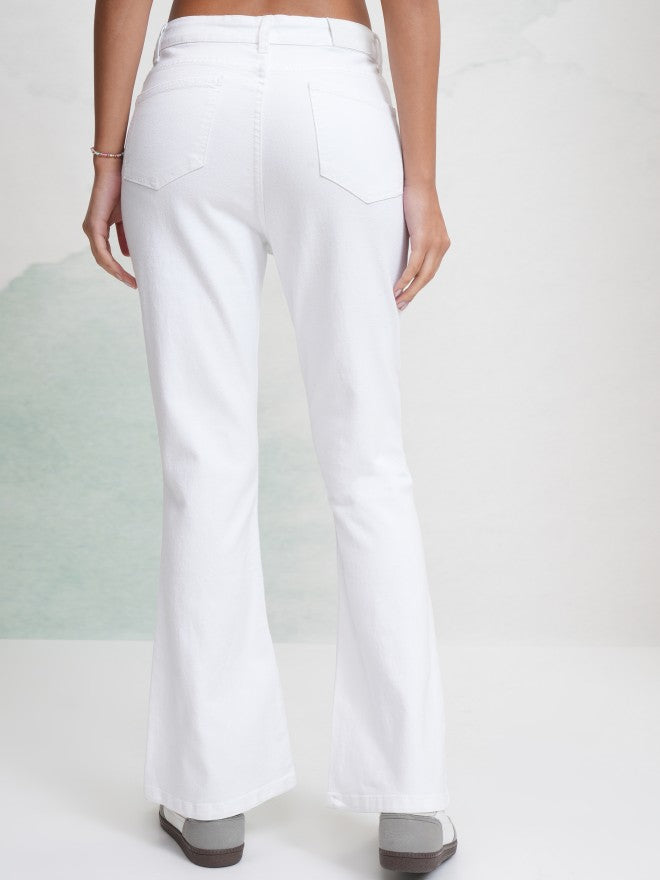 Tokyo Talkies Women White Flared Stretchable Jeans - White - Image 3