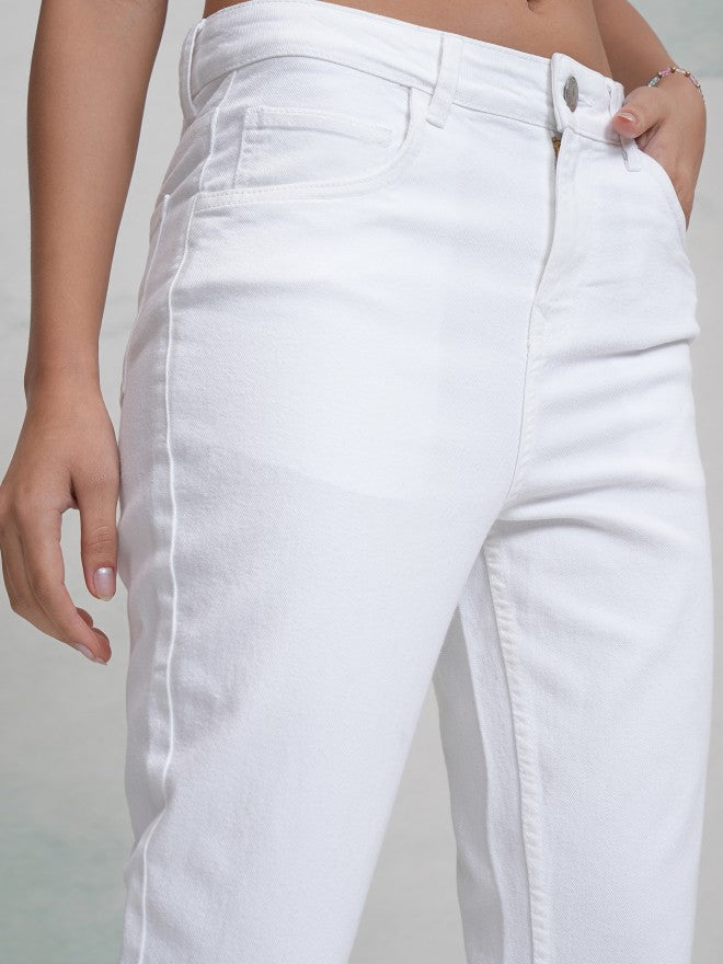 Tokyo Talkies Women White Flared Stretchable Jeans - White - Image 5