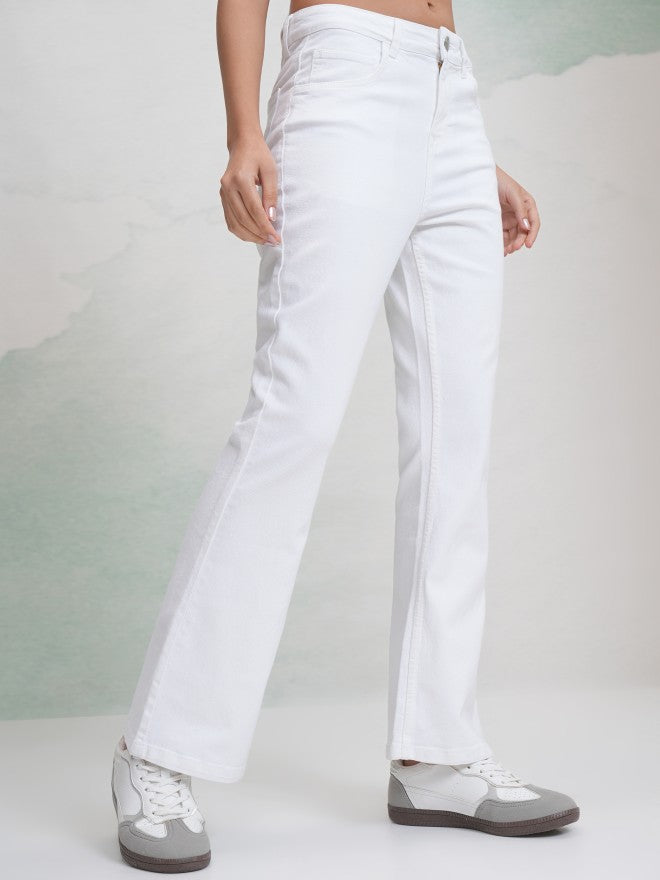 Tokyo Talkies Women White Flared Stretchable Jeans - White - Image 6