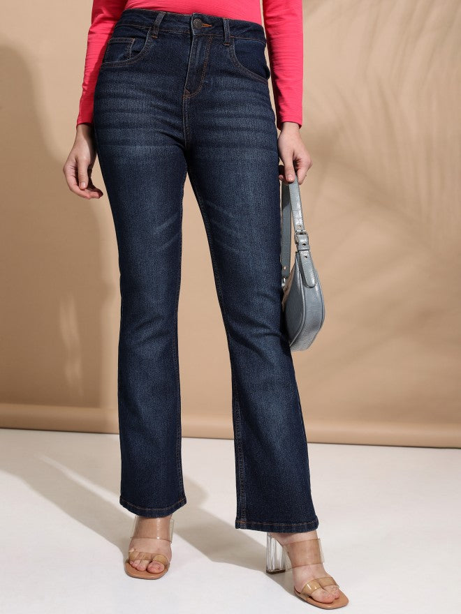 Tokyo Talkies Women Blue Flared Stretchable Jeans - Blue - Image 1