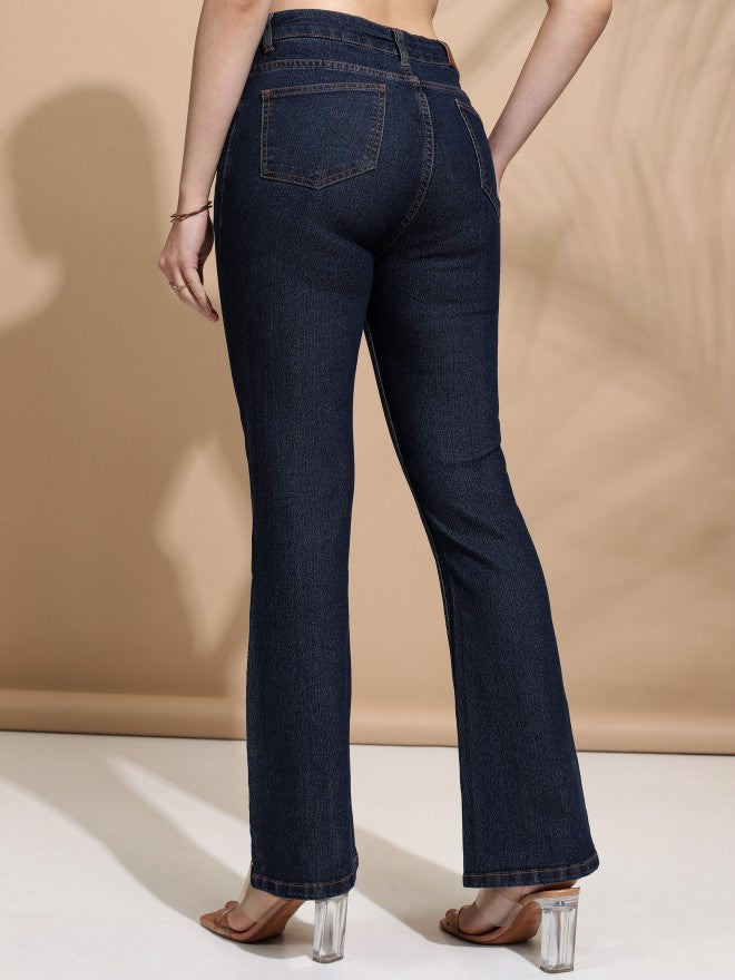 Tokyo Talkies Women Blue Flared Stretchable Jeans - Blue - Image 3