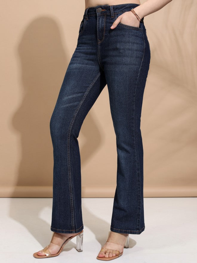 Tokyo Talkies Women Blue Flared Stretchable Jeans - Blue - Image 4