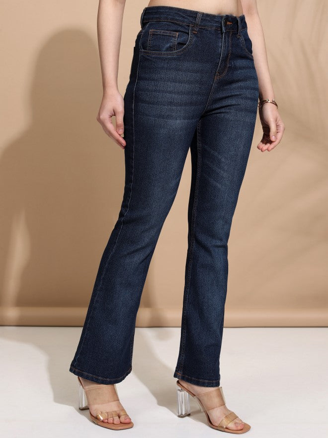 Tokyo Talkies Women Blue Flared Stretchable Jeans - Blue - Image 6
