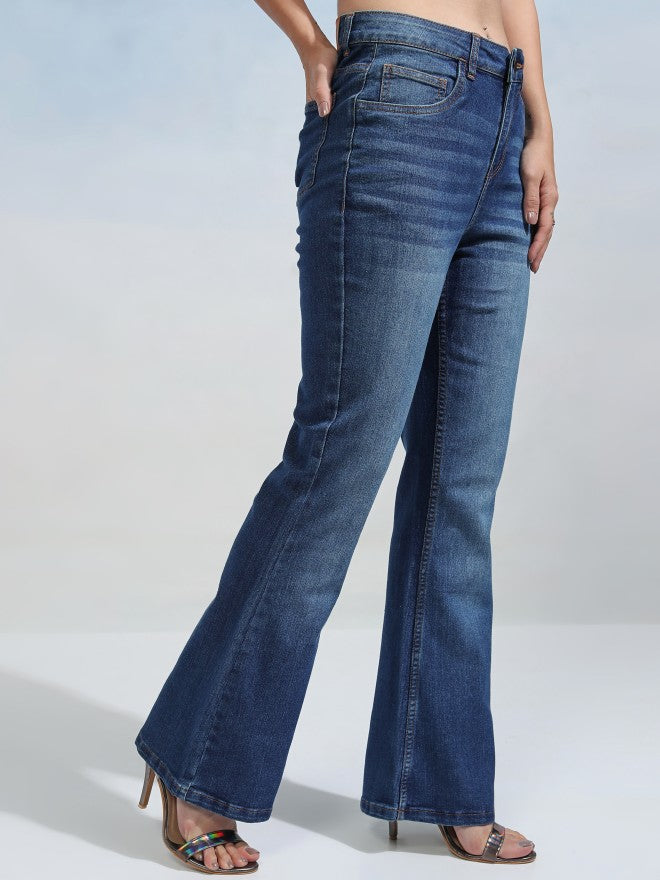 Tokyo Talkies Women Blue Bootcut Stretchable Jeans - Blue - Image 6