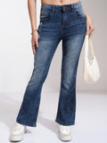 Tokyo Talkies Women Blue Flared Highly Distressed Stretchable Jeans - Blue - Image 1