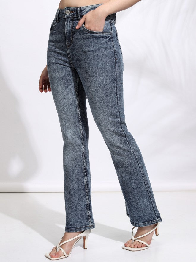 Tokyo Talkies Women Blue Flared Stretchable Jeans - Blue - Image 4