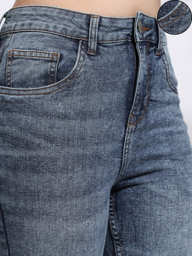 Tokyo Talkies Women Blue Flared Stretchable Jeans - Blue - Image 5