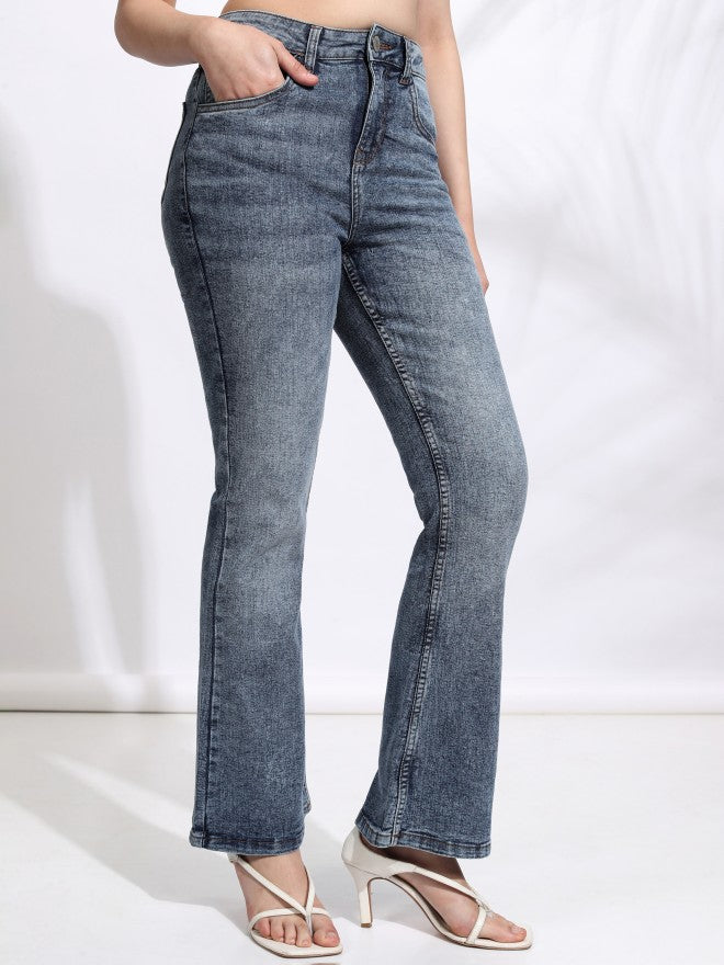 Tokyo Talkies Women Blue Flared Stretchable Jeans - Blue - Image 6