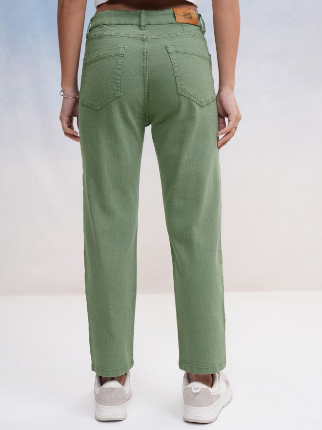 Tokyo Talkies Women Green Slim Fit Stretchable Jeans - Green - Image 3