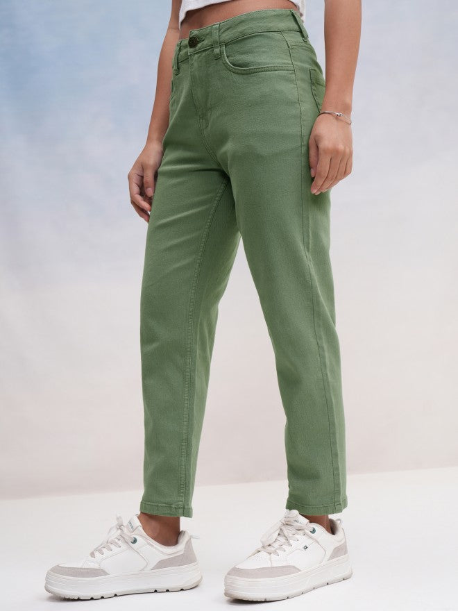 Tokyo Talkies Women Green Slim Fit Stretchable Jeans - Green - Image 4