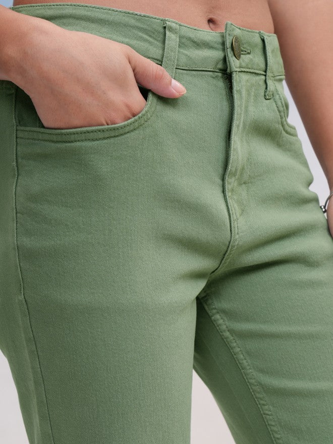 Tokyo Talkies Women Green Slim Fit Stretchable Jeans - Green - Image 5