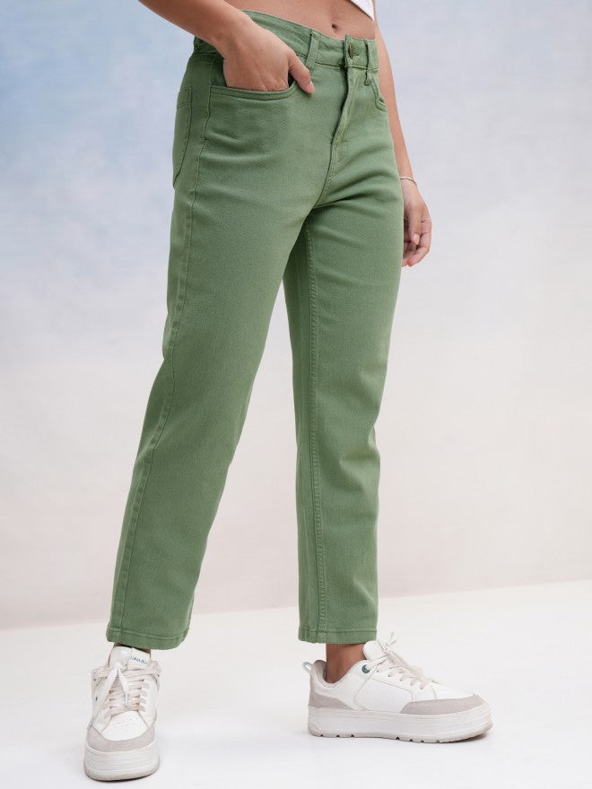 Tokyo Talkies Women Green Slim Fit Stretchable Jeans - Green - Image 6