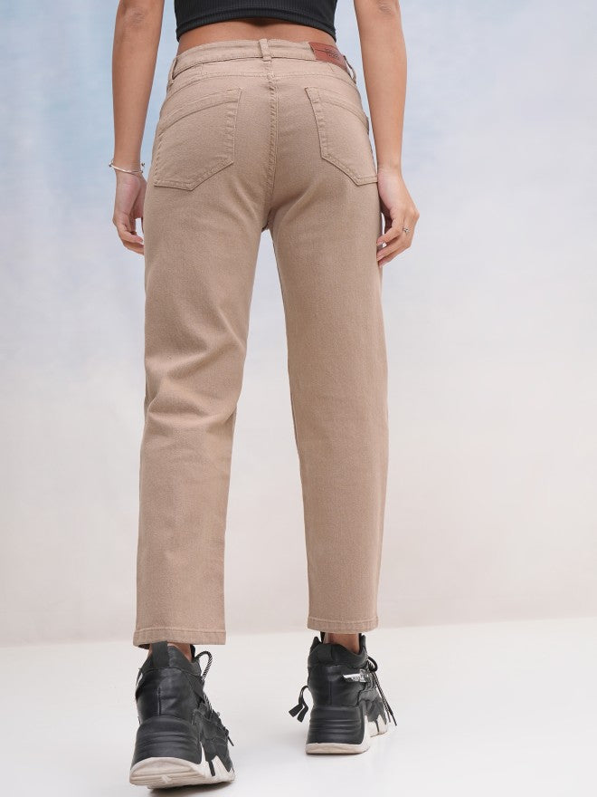 Tokyo Talkies Women Taupe Slim Fit Stretchable Jeans - Taupe - Image 3