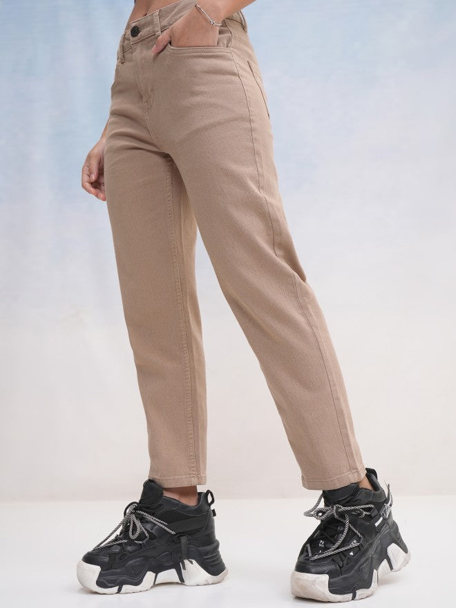 Tokyo Talkies Women Taupe Slim Fit Stretchable Jeans - Taupe - Image 4