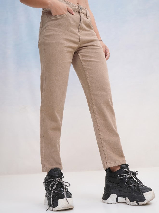 Tokyo Talkies Women Taupe Slim Fit Stretchable Jeans - Taupe - Image 6