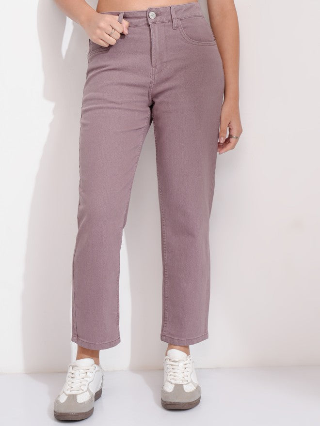 Tokyo Talkies Women Lavender Slim Fit Stretchable Jeans - Lavender - Image 1