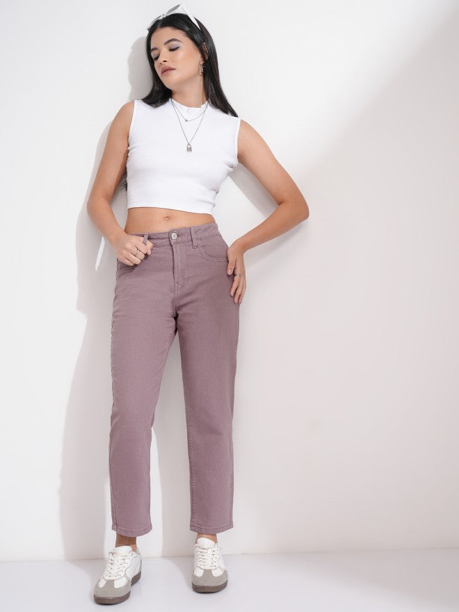 Tokyo Talkies Women Lavender Slim Fit Stretchable Jeans - Lavender - Image 2