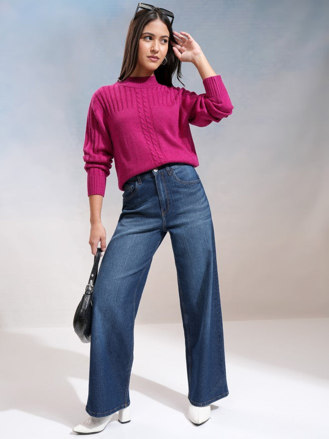 Tokyo Talkies Women Blue Wide Leg Stretchable Jeans - Blue - Image 2