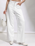 Tokyo Talkies Women White Wide Leg Jeans - White - Image 1