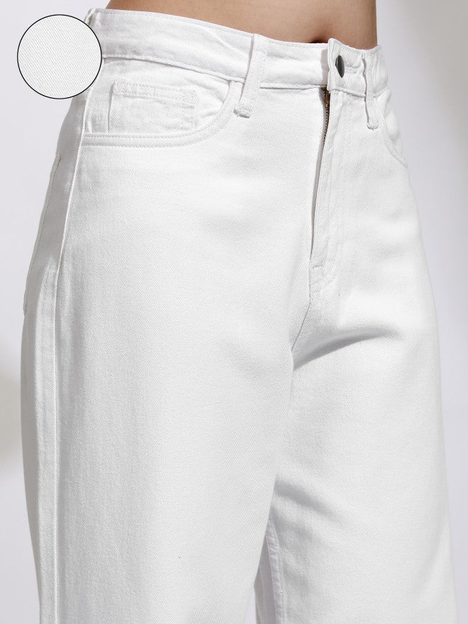Tokyo Talkies Women White Wide Leg Jeans - White - Image 5