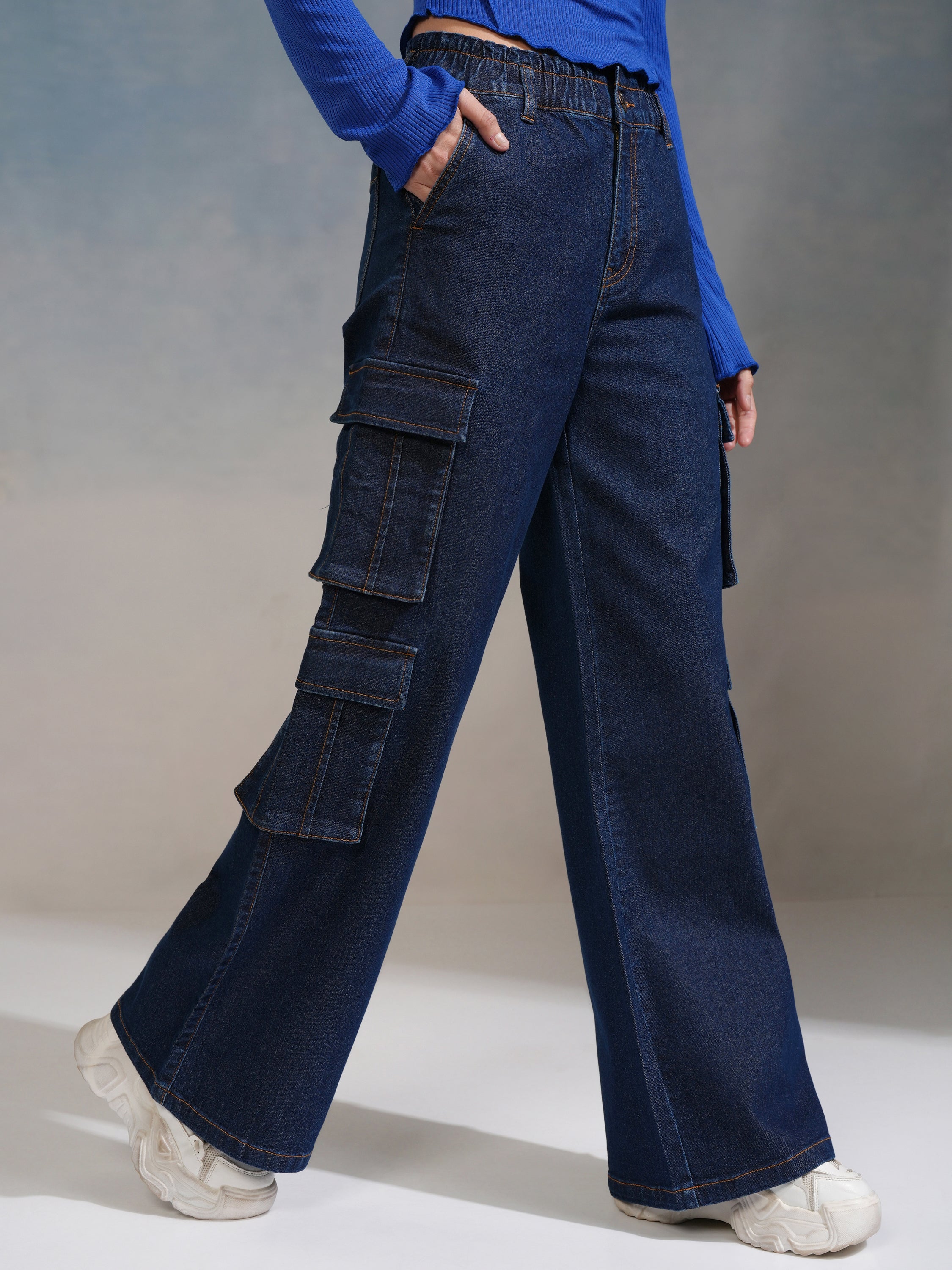 Tokyo Talkies Women Blue Straight Fit Stretchable Jeans - Blue - Image 1