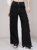 Tokyo Talkies Women Black Straight Fit Stretchable Jeans - Black - Image 1