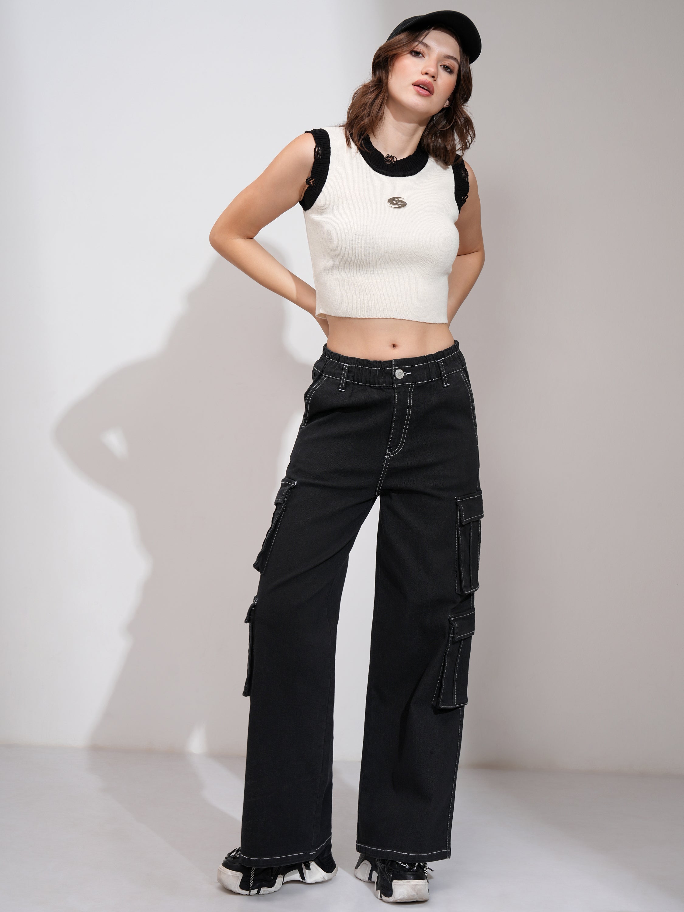 Tokyo Talkies Women Black Straight Fit Stretchable Jeans - Black - Image 2