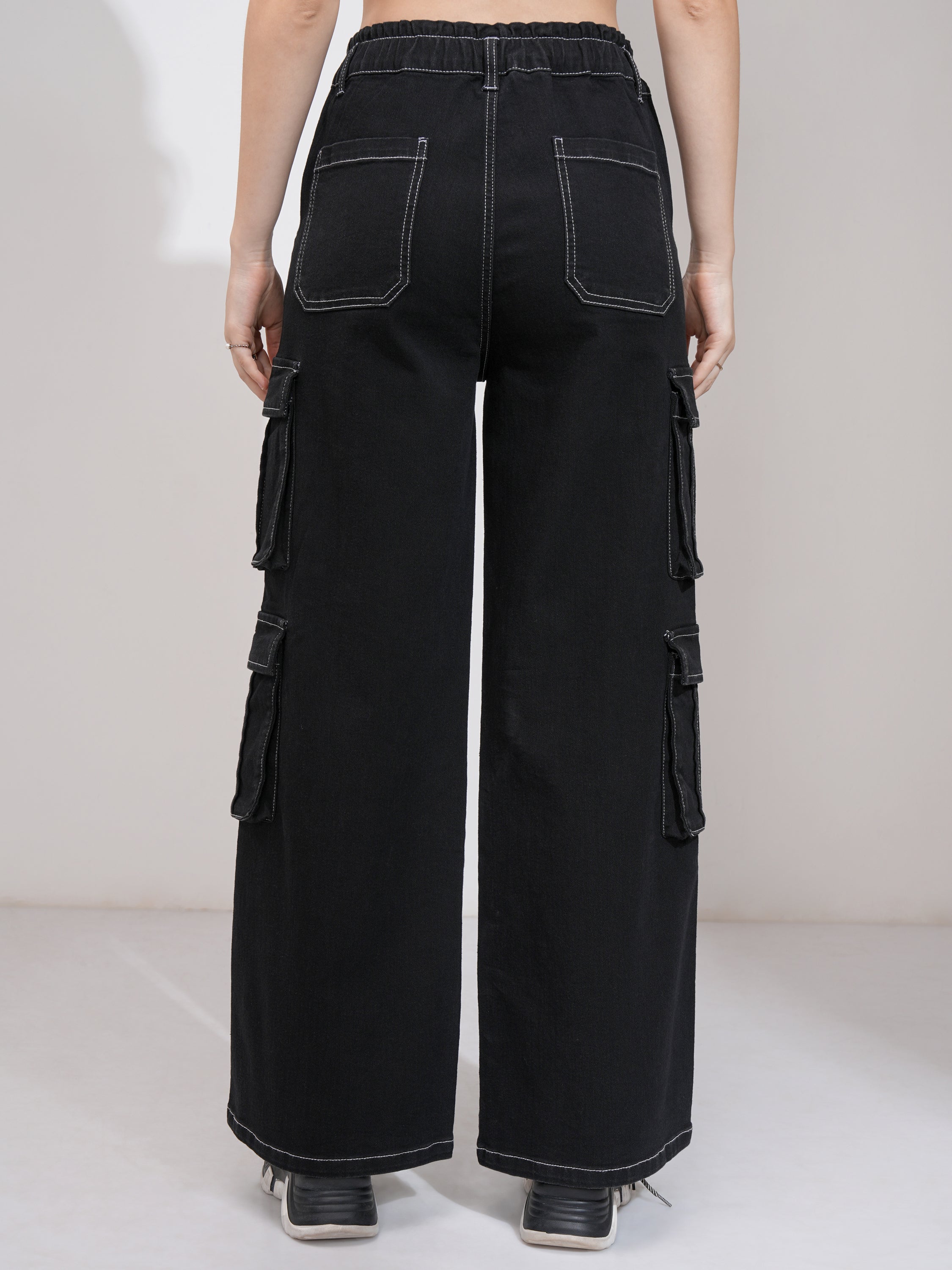 Tokyo Talkies Women Black Straight Fit Stretchable Jeans - Black - Image 3