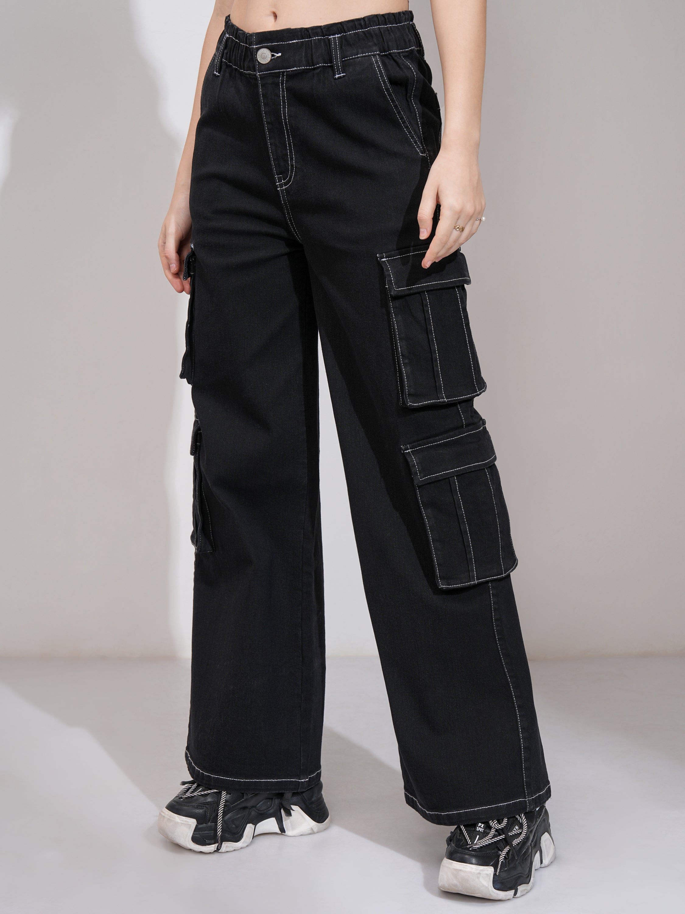 Tokyo Talkies Women Black Straight Fit Stretchable Jeans - Black - Image 4